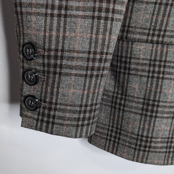 Free People Gray Tone Plaid Ashby Blazer Long Sleeve Double Breasted Size S - Picture 7 of 9